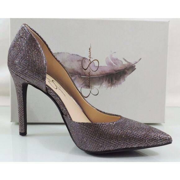 Jessica Simpson Claudette D'Orsay Dress Pumps Heels Bronze Sparkle Mesh - Picture 4 of 8